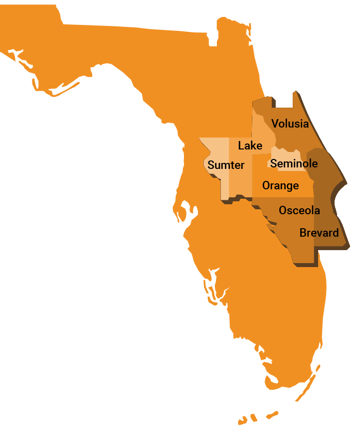 Map of Orlando Area Counties We Serve