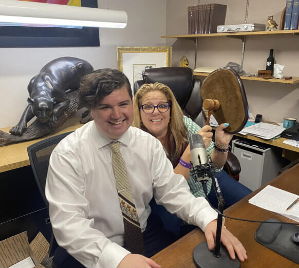 Mary and Brendan working at the Rapid Estate offices
